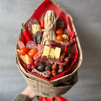 Букет с колбасой и сыром + алкоголь